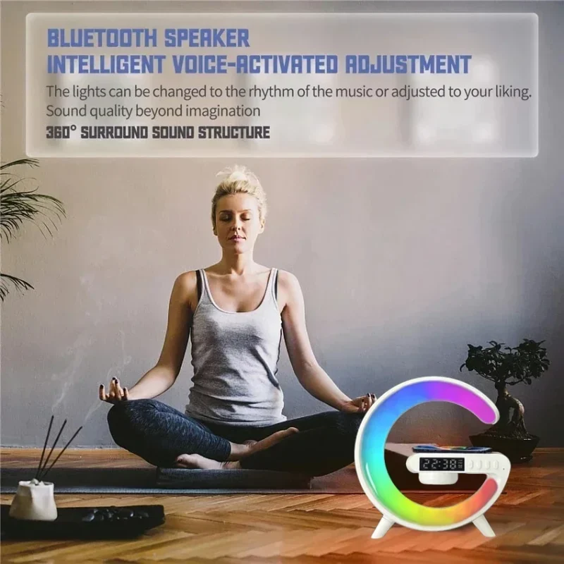 Multifunction RGB light, Alarm Clock, Bluetooth Speaker & Wireless Charger - Image 9